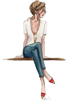 😁 mulher, moda, estilo, ilustração, desenho, roupa whatsapp sticker
