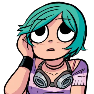 😔 Ramona Flowers Scott Pilgrim anime, girl, headphones, scott pilgrim, cartoon telegram sticker