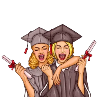 😆 graduation, mortarboard, diploma, celebration, friends, success telegram sticker