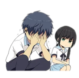 😭 Anime, Triste, Ragazzo, Ragazza, Emozionale, Cartone animato, Chibi telegram sticker