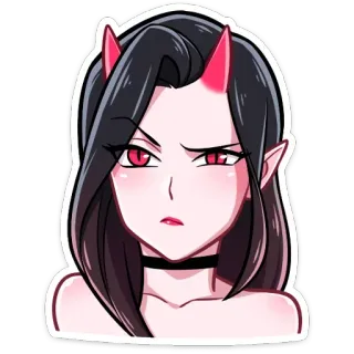 😒 demonio, chica, diablo, anime, pegatina telegram sticker