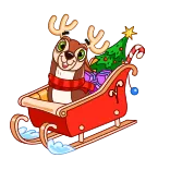 🏃‍♂️ กวางเรนเดียร์, เลื่อน, คริสต์มาส, การ์ตูน, ฤดูหนาว, วันหยุด, รื่นเริง telegram sticker
