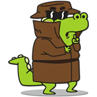 🕵 alligator, trench coat, spy, secret agent, disguise, cartoon, animal telegram sticker