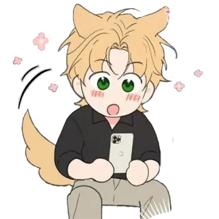 ☺️ dog, phone, chibi, flower telegram sticker
