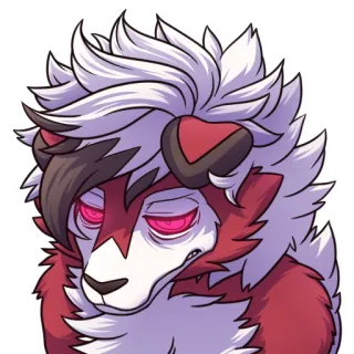 😪 ไลแคนร็อก, โปเกมอน, อนิเมะ, หมาป่า, สีแดง, สีขาว telegram sticker