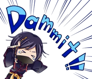 😢 Dammit Anime, Esclamazione, Frustrazione, Blu, Cartone animato telegram sticker