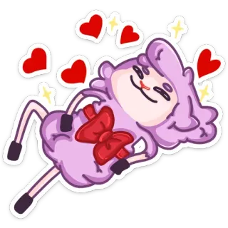 ❤️ Dessin animé, Mouton, Coeur, Mignon, Sticker telegram sticker