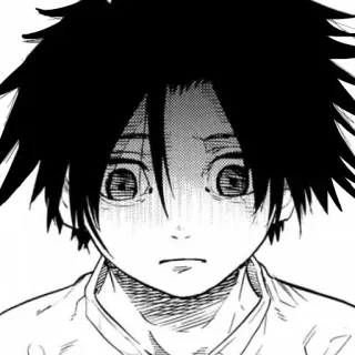 😔 anime, manga, con trai, tóc đen, vô cảm, lo lắng telegram sticker
