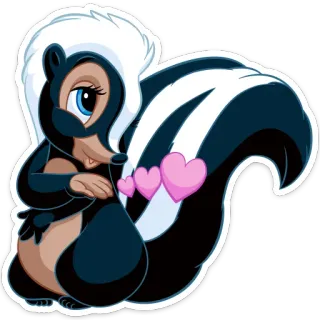 💕 skunk, animal, cartoon, heart, love, cute telegram sticker