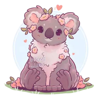 🐨 NAOMI_LORD koala, cute, animal, flowers, kawaii, cartoon telegram sticker