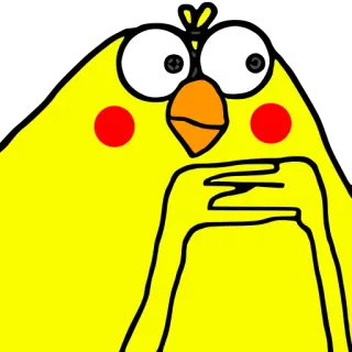 🐥 鸟, 黄色, 思考, 卡通, 绘画, 可爱, 搞笑 whatsapp sticker