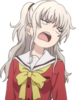 🙄 Nao Tomori Charlotte อนิเมะ, การ์ตูน, ตัวละคร, นาโอ โทโมริ, Charlotte, โกรธ telegram sticker