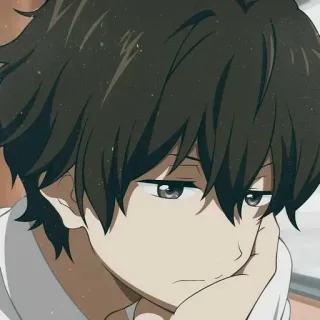 🖤 Anime, Manga, Garçon, Penseur, Dessin animé, Illustration telegram sticker