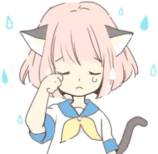 😭 Anime, Garota gato, Chorando, Triste, Kawaii, Lágrimas telegram sticker