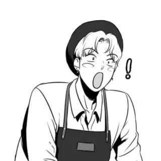 😳 Desenho animado, Anime, Surpreso, Chocado, Preto e branco, Personagem telegram sticker