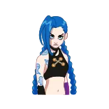 πΏ Jinx Arcane anime, capelli blu, personaggio, tatuaggio, ragazza telegram sticker