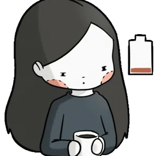 🎈 tired, low battery, exhausted, coffee, mood, sad, girl telegram sticker