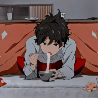 🖤 animé, manger, nouilles, kawaii, asiatique telegram sticker