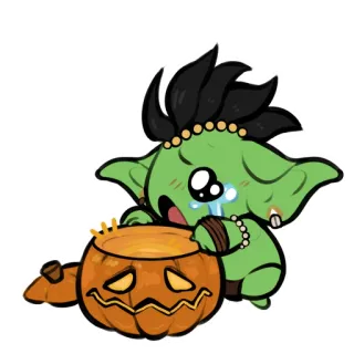 🥺 yêu tinh, halloween, bí ngô, khóc, dễ thương, kawaii telegram sticker