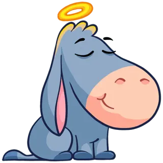 😇 осёл, животное, мультфильм, милый, ореол telegram sticker