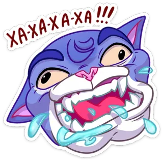 😡 ХА-ХА-ХА!!! gatto, ridere, cartone animato, pazzo, umorismo, divertente telegram sticker
