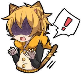 ❗ ! 고양이, 캐릭터, 애니메이션, 치비, 표정, 외침, 충격, 화남, 귀여운 telegram sticker