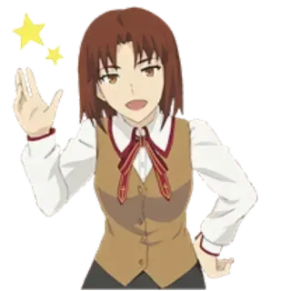 👋 anime, girl, character, smile, brown hair, school uniform whatsapp sticker