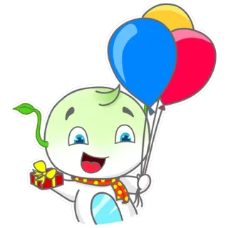 🎈 Kartun, Karakter, Hadiah, Balon, Lucu, Perayaan telegram sticker