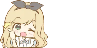 👍 치비, 애니메이션, 소녀, 귀여운, 귀엽다, 금발, 리본 telegram sticker