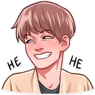 🌚 HE HE kreskówka, uśmiechnięty, męski, hehe, osoba, śmiejący się whatsapp sticker
