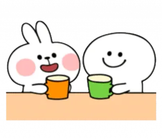 ☕️ うさぎ, かわいい, アニメ, コーヒー, 友情 telegram sticker