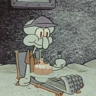 ⚓️ Squidward SpongeBob SquarePants carlo, manger, gâteau, dessin animé telegram sticker