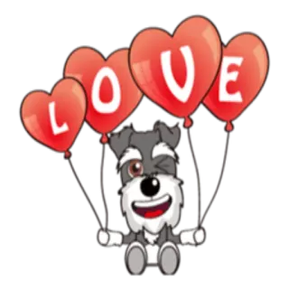 💘 LOVE amor, perro, globos, corazón, lindo, dibujos animados telegram sticker