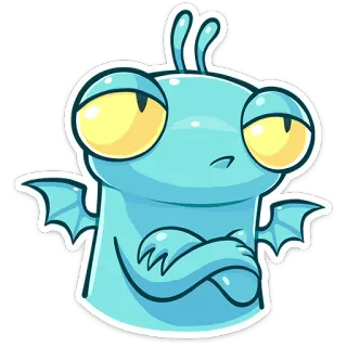 😒 мультфильм, монстр, персонаж, синий, инопланетянин telegram sticker
