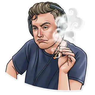 🥴 Elon Musk elon musk, palenie, trawa, celebryta, mem, przedsiębiorca telegram sticker