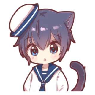 🍓 Anime, Gato, Orelhas, Chibi, Marinheiro, Fofo telegram sticker