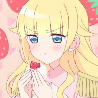 ☁️ Anime, Chica, Lindo, Fresa, Dibujos animados whatsapp sticker