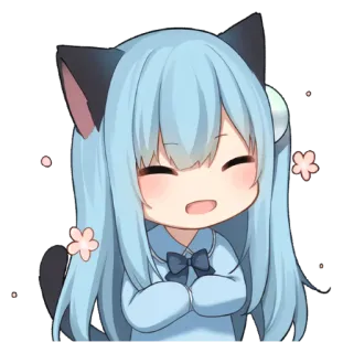😄 Anime, Mignon, Fille chat, Chibi, Kawaii, Fille whatsapp sticker