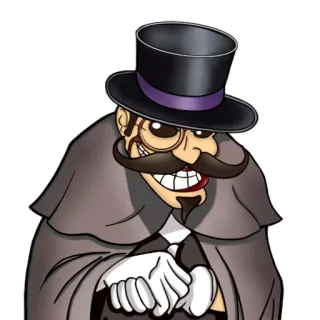 😏 homme, haut-de-forme, moustache, cape, gants, vintage, dessin animé telegram sticker