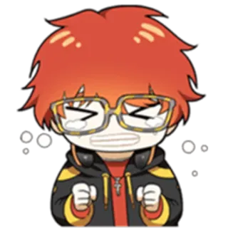 😭 Anime, Personagem, Chibi, Fofo, Óculos, Cabelo laranja, Emocional telegram sticker