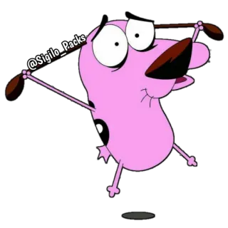 😦 Courage Courage the Cowardly Dog @Sigilo_Packs Кураж — трусливый пёс, мультфильм, собака, испуганный, розовый telegram sticker