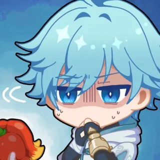 😨 Chongyun Genshin Impact Chibi, Anime, Cheveux bleus, Sueur, Embarrassé, Chongyun, Genshin Impact whatsapp sticker