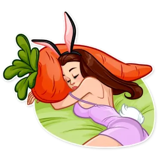 😴 кролик, морковь, сон, девочка, костюм telegram sticker