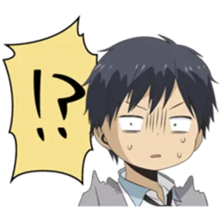 😟 !?  Anime, Überrascht, Ausrufezeichen, Fragezeichen, Verwirrung, Emotion, Geschockt telegram sticker