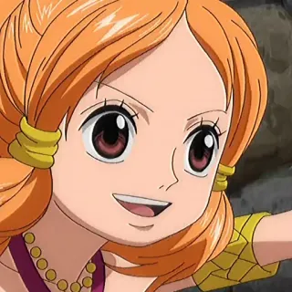 🍊 Nami One Piece anime, One Piece, Nami, dibujos animados, manga, sonriendo, feliz telegram sticker
