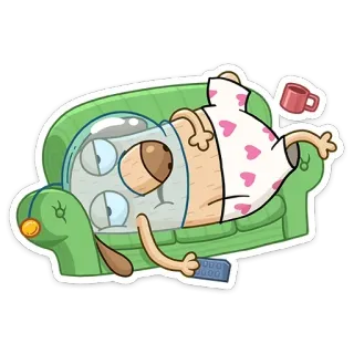 😴 sofá, durmiendo, agotado, tele, relajado, perezoso, dibujos animados whatsapp sticker