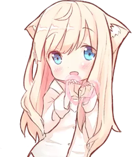 😘 อนิเมะ, คาวาอิ, สาวแมว, จิบิ, น่ารัก, มังงะ, ภาพวาด telegram sticker