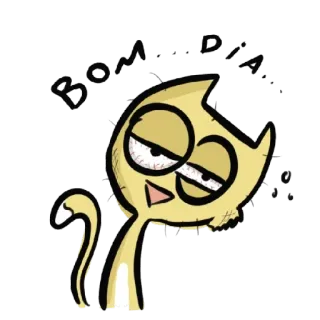 😆 BOM DIA gato, bom dia, sonolento, desenho animado whatsapp sticker