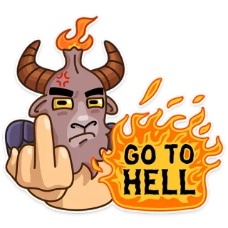 🖕 GO TO HELL devil, angry, hell, demon, middle finger, offensive, satan, goat telegram sticker