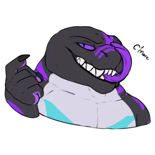 😏 antropomorfik, reptil, kartun, hewan telegram sticker